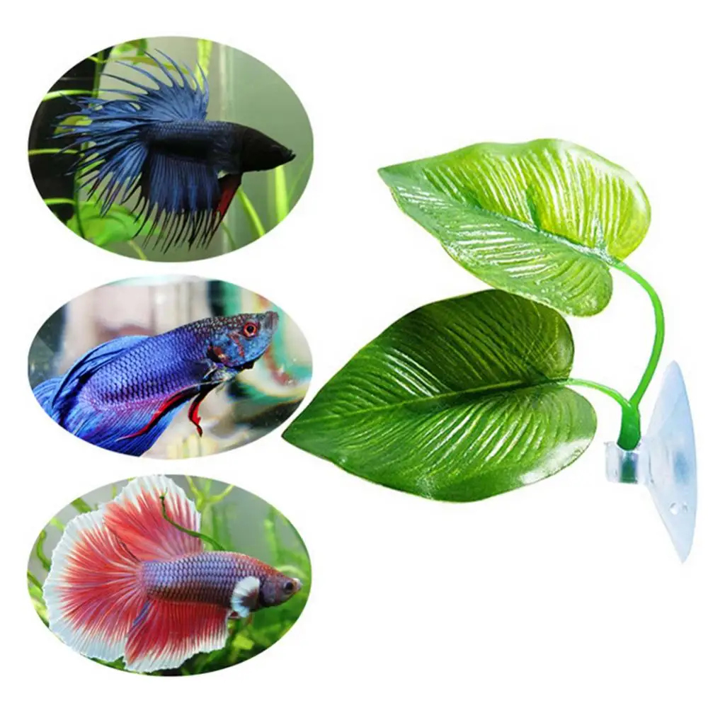 Plant Artificial Leaf Betta Hammock Fish Tank Spawning Rest Bed Aquariums Decor