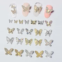 10pcs Butterfly Shaped Nail Art Charms AB/White Diamond Crystal Mini Butterfly Nail Decor Parts DIY Korea Design Nail Parts