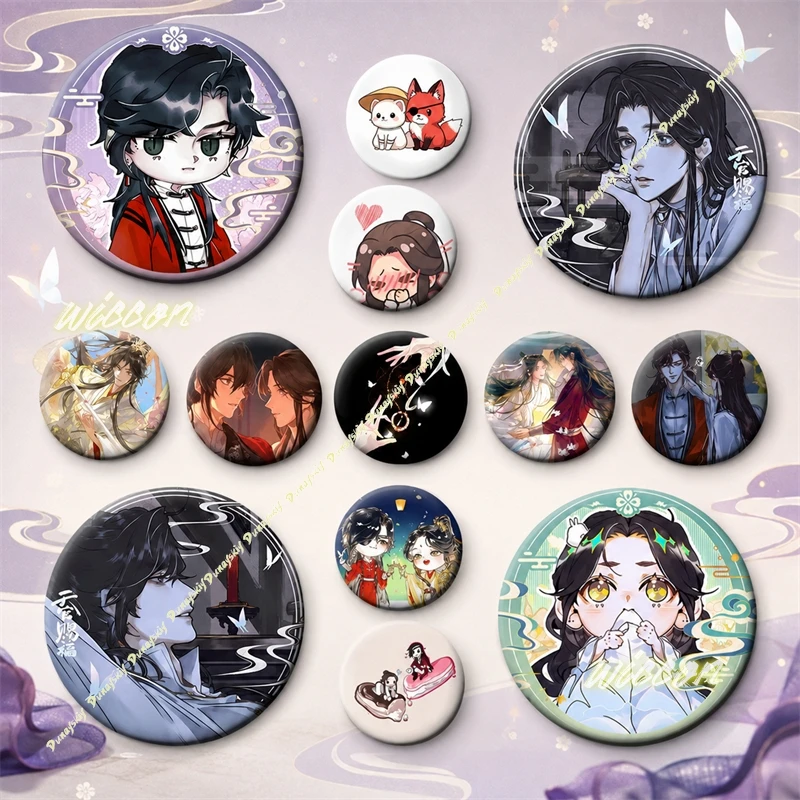 Anime Heaven Official's Blessing Brooches Hua Cheng Xie Lian Cartoon Badge TGCF Round Enamel Pins Backpack Decor Gifts For Fans
