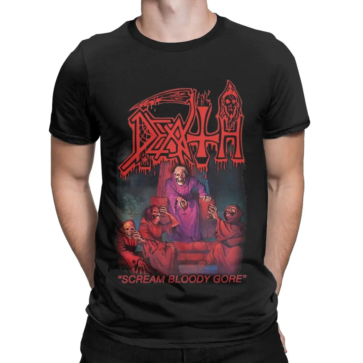 Camiseta de la banda de Death Rock Scream Bloody Gore para hombres y mujeres, 100% algodón, divertida, manga corta, regalo de cumpleaños