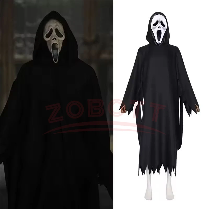 Scream Costume Children Fancy Dress Halloween Party Horror Death Ghostface Costume Boys Teens Ghost Robe Scary Skeleton Costume