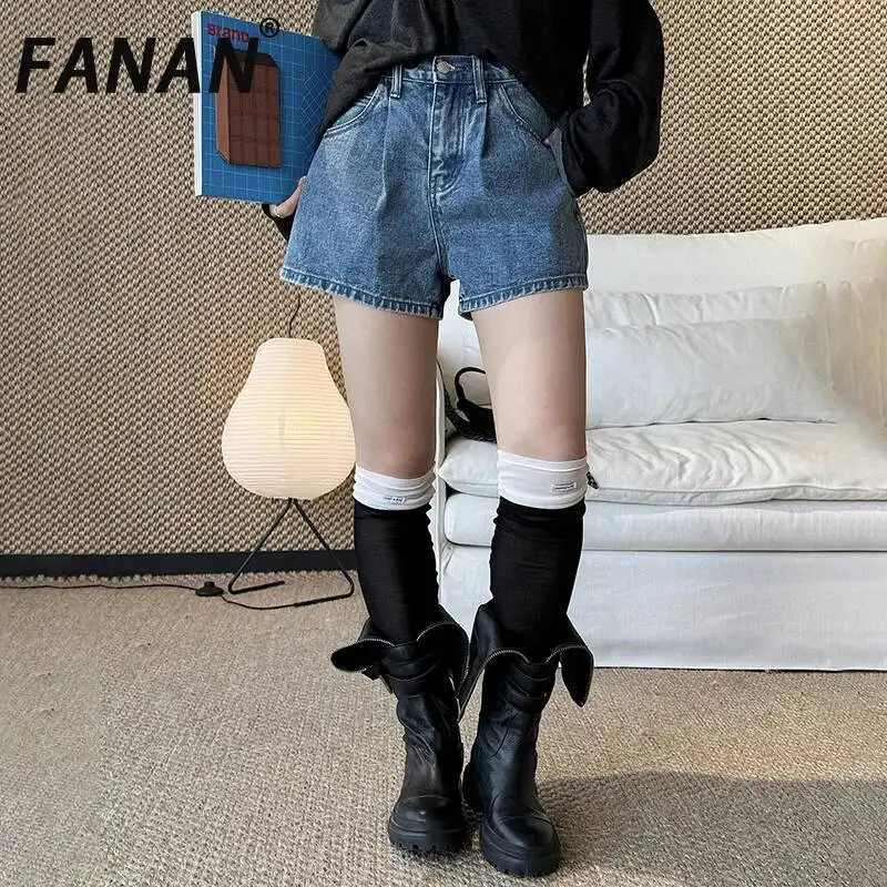 

FANAN 2026 New Summer American-style Hot Girl High-waisted Jeans Straight Denim Pants For Women Fashion Clothing Female