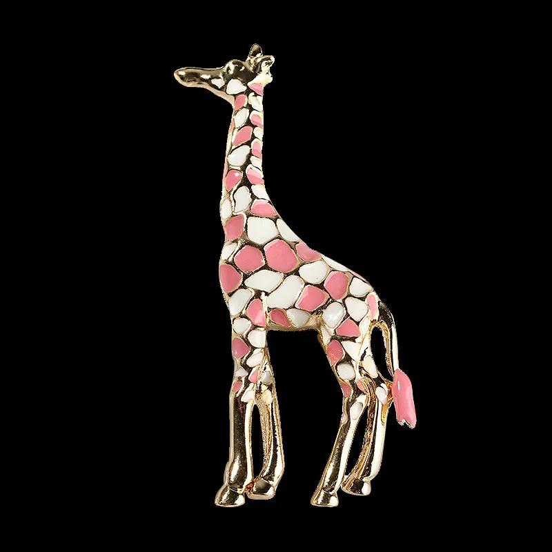 

Cute Sparkling Pink Giraffe Enamel Brooch-Women's Stylish Lapel Pin for Suit Girls Adorable Animal Jewelry Perfect Gift Idea 179