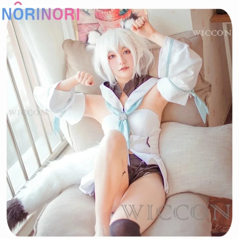 CyVirtual VTuber Youtuber Hololive Shirakami Fubuki أزياء تنكرية شعر مستعار ذيل الأذن أغطية الرأس الحيوان الثعلب ملابس أنيمي تأثيري Costu #1
