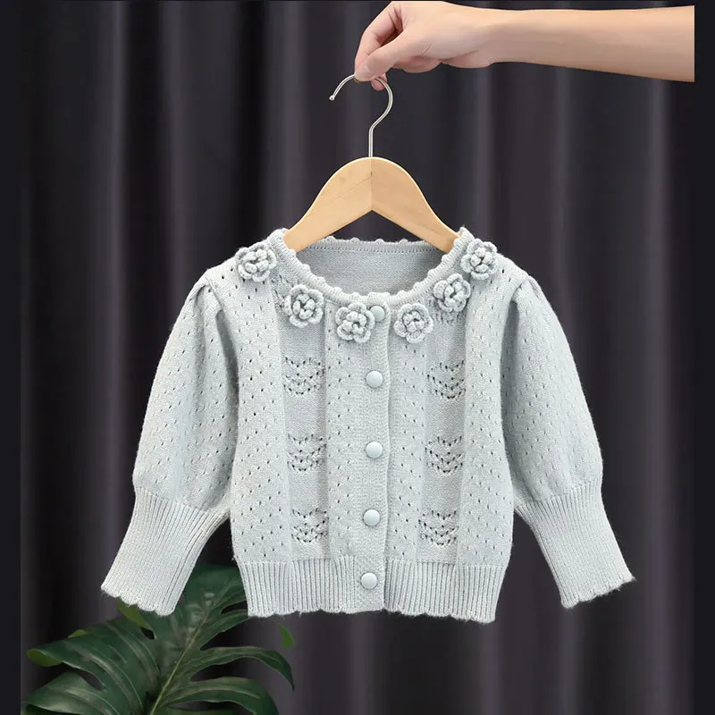 

Girls Knitted Sweaters Spring Autumn 2024 Children Woolen Jersey Coats For Baby Cute Jackets Kids Outerwear Clothes Toddler Tops