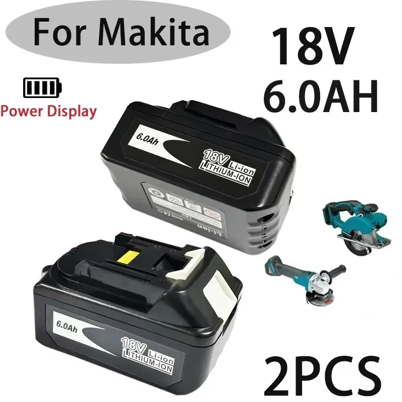 

Makita rechargeable lithium-ion battery, power tool replacement battery, 18V 6.0Ah, 12.0Ah BL1830, BL1815, BL1860, BL1840 2PCS