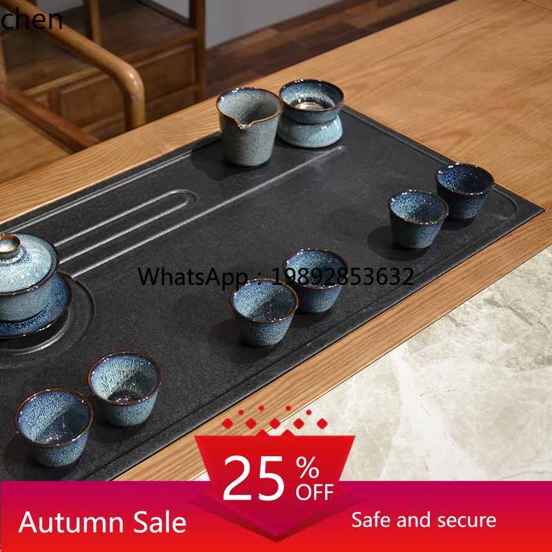 solid wood tea table and chair combination rock slab splicing reception Kung Fu tea table home accessories