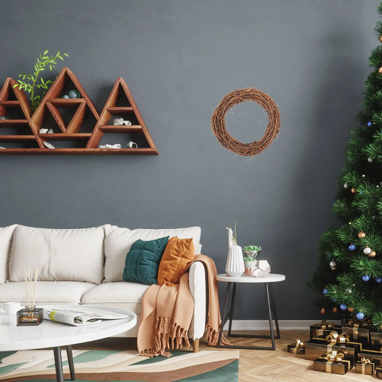 

5Pcs Rattan Wreath Realistic Appearance Easy Install DIY Hanging Wreath Frame Home Garden Decoration DIY Garland Rattan