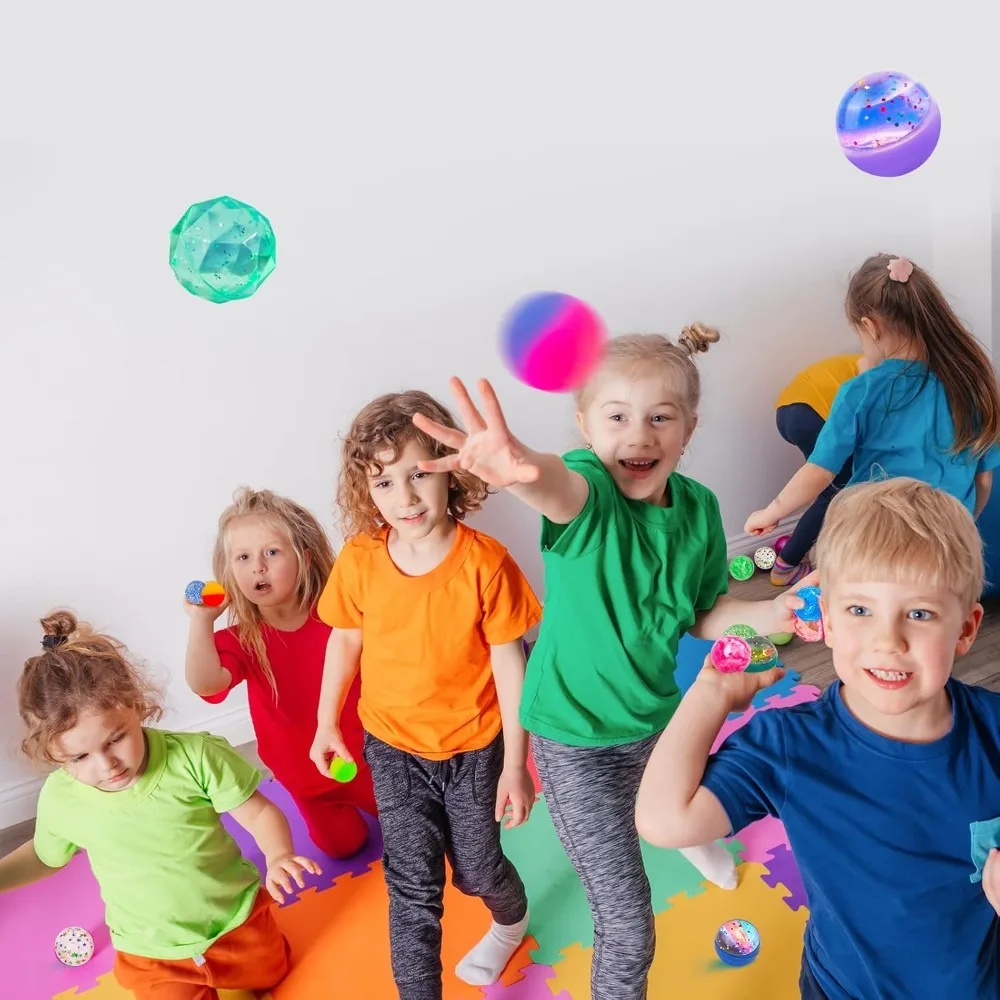 24개 바운시 볼 32mm 바운스 볼 6가지 스타일 높은 탄성 볼 장난감 어린이 파티 선물 생일 선물 교실용