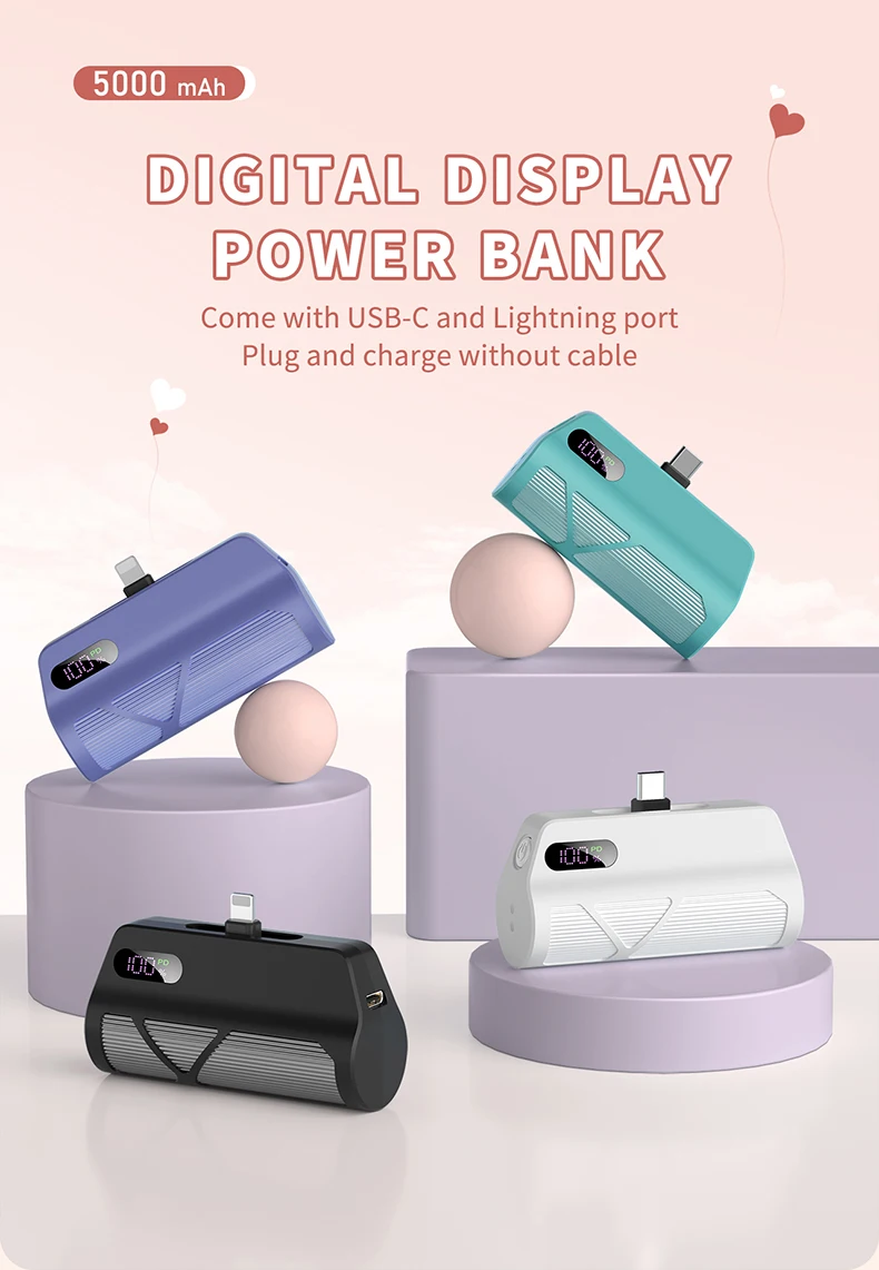 Mini-Powerbank, tragbares Ladegerät, externer Akku für iPhone 17, 16, 15, Schnellladegerät, PowerBank, Samsung, Ersatzakku