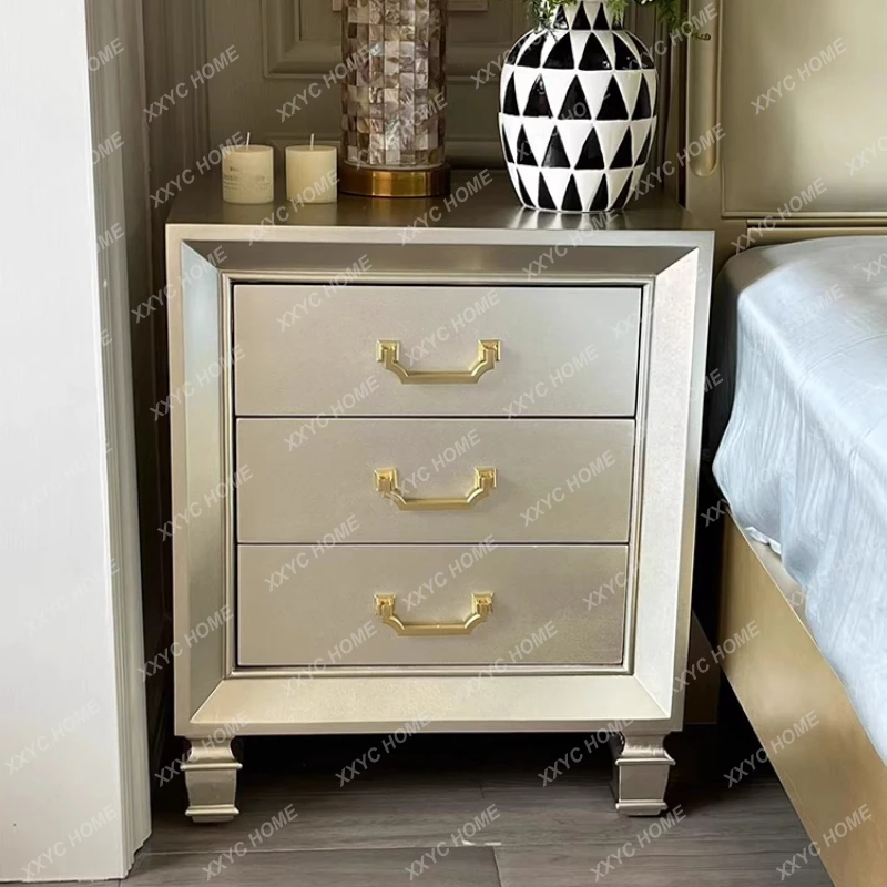 AA hot sale Classic Silver Nightstands Wood Thin Cheap House Nightstands Unique Solid Luxury Furniture
