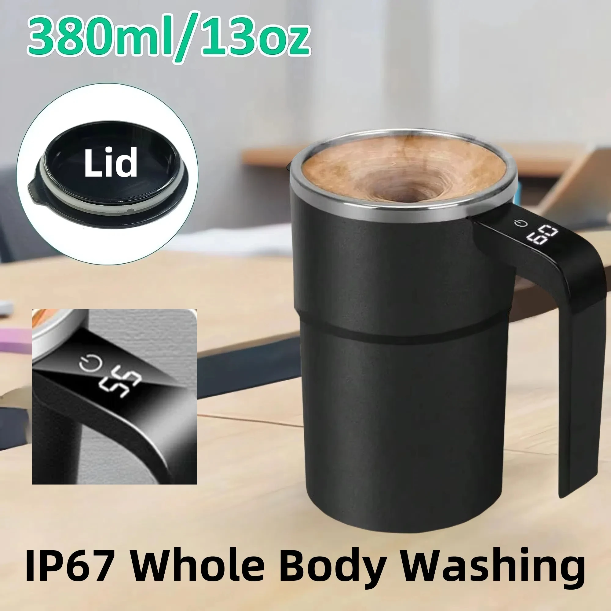 New USB Rechargeable Automatic Magnetic Cup Electric Coffee Milk Self Mixing Mug Home IP67 Waterproof Food Safe 380ML Coffee Mug