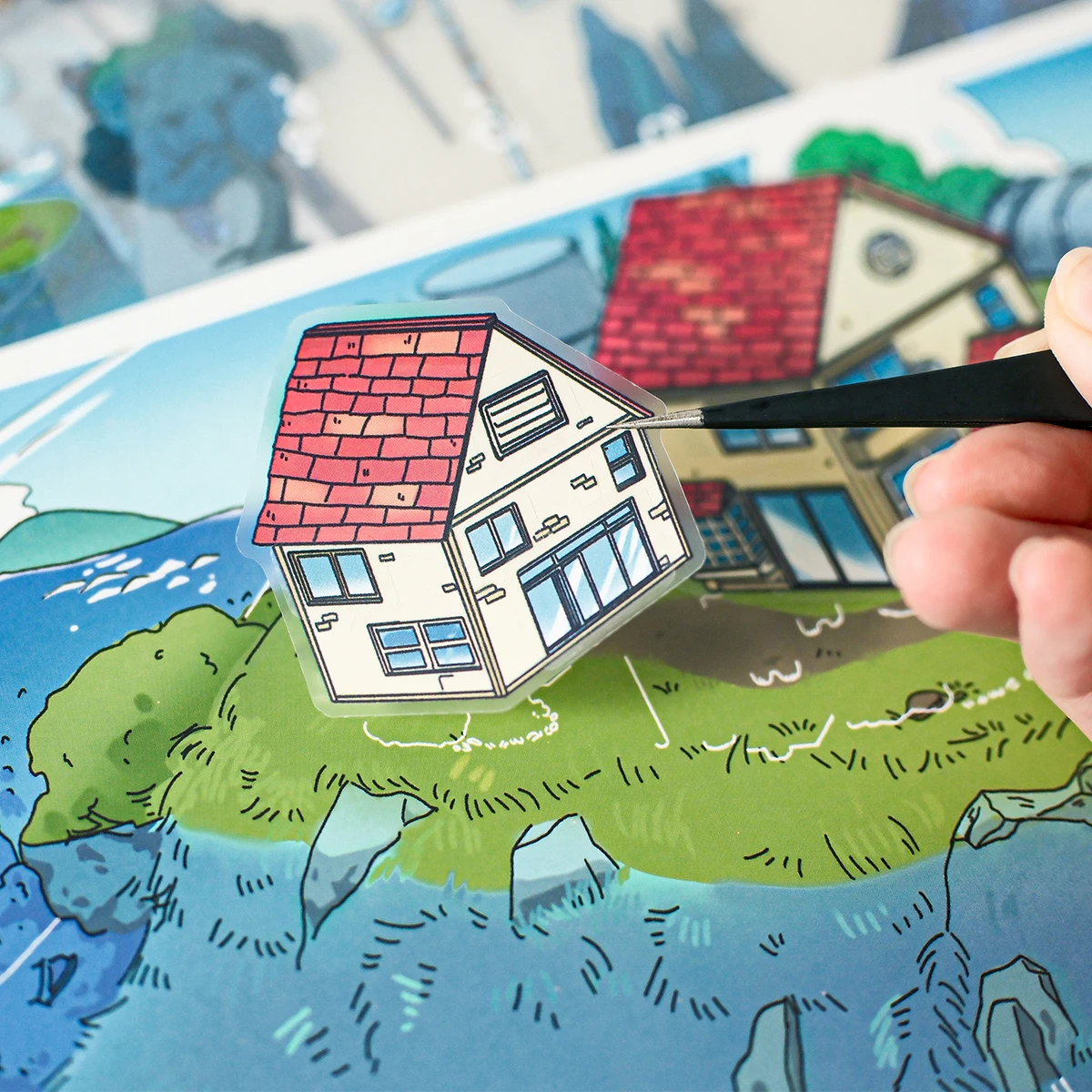 2 Style Cat Chronicles Series Large Landscape Sticker Cartoon 3D Miniature Scene Collage Stress Relief Stickers Festival Gifts