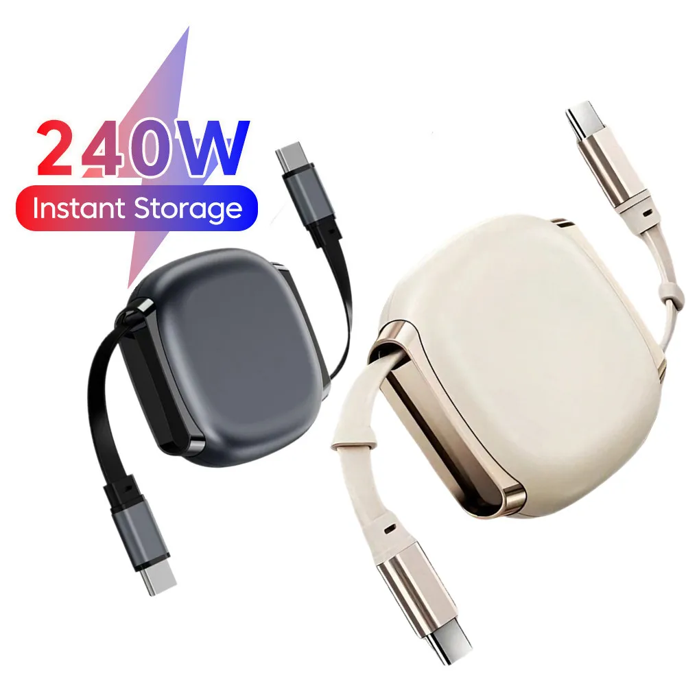 USB C to USB C Cable 240W for iPhone 16 15 17 Retractable Cable For Laptop notebook Fast Charger Cable Charger Data Wire