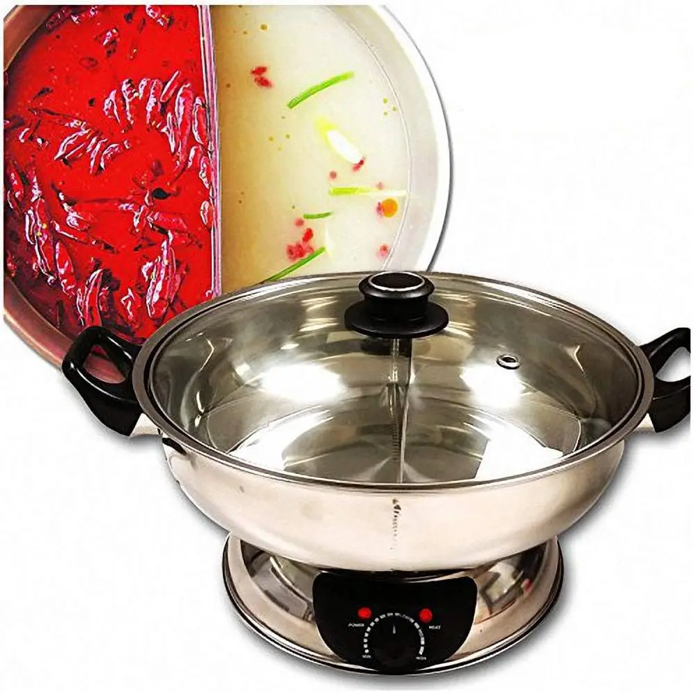 

a 5L Electric Dual-Sided Shabhabu & Monan Hot Pot – StainlSteel, Large acity or amily Meals & Hot Pot Parties