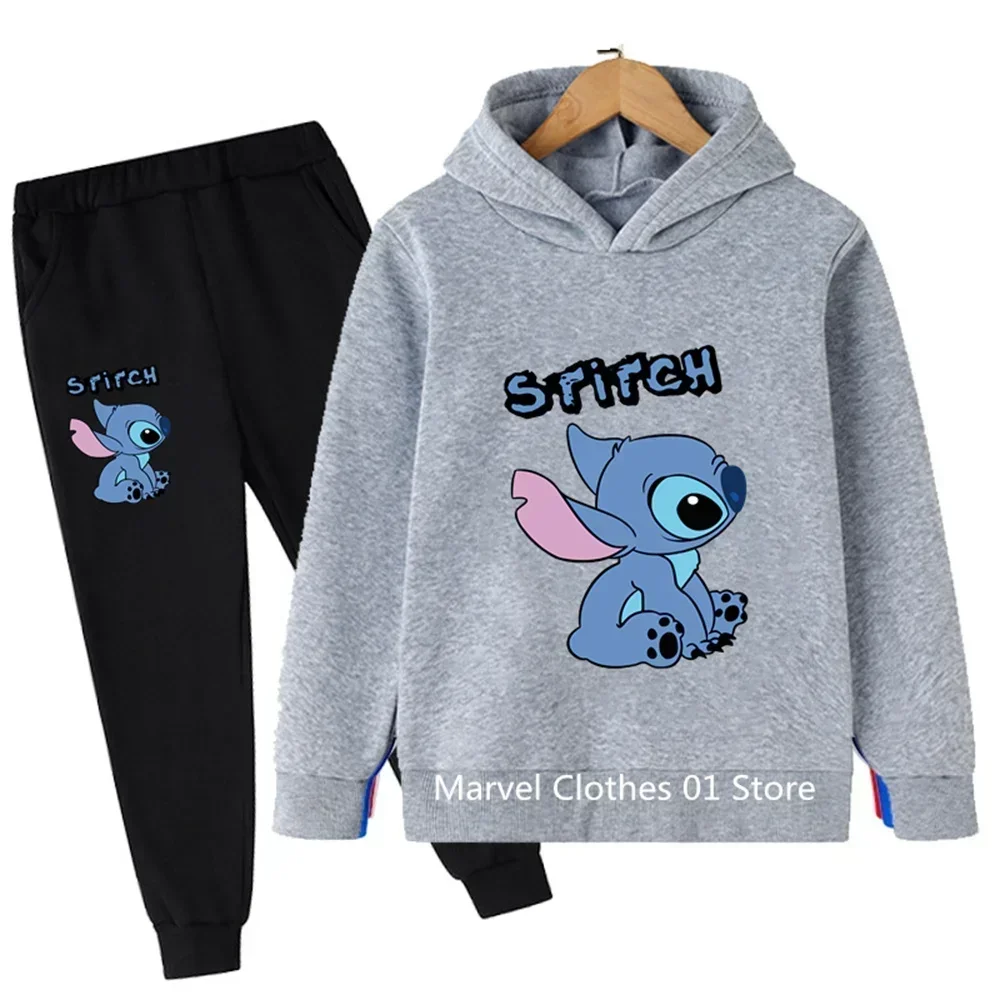 Lilo & Stitch Clothing Sets for Girl Kid Hoodie Hooded Sweatshirts Casual Family Clothing Suit Boys Pullover Tops Young Children