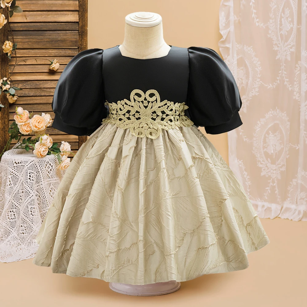 Formal Black 1 Year Birthday Dress For Baby Girl Clothes Embroidery Princess Dress Baptism Girls Dresses Elegant Party Gown