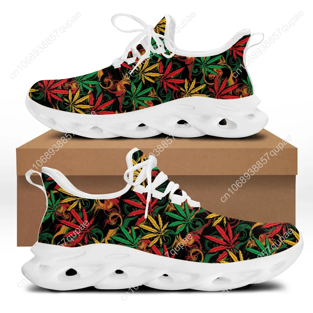 Jamacia Flag Print Weed Leaves Flats Sneakers Shoes Mens Womens Sports Shoes Fashion High Quality DIY Sneaker Custom Made Shoe 4