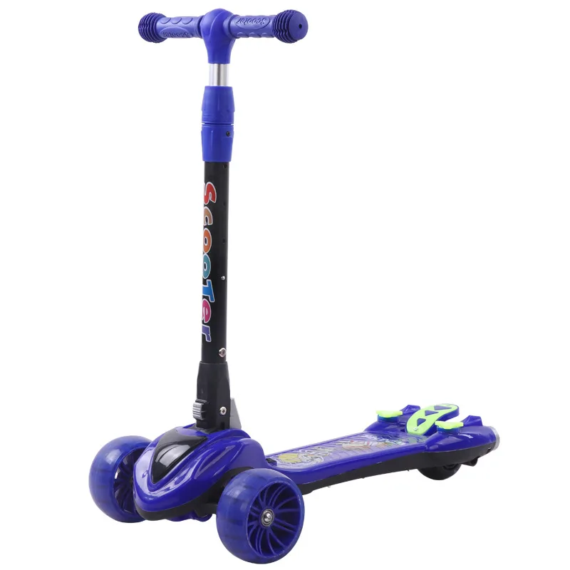 

Children's Kick Scooter Male and Female One-legged Kids Scooter Foldable Adjustable Light Flashing Baby Spray Sliding Tackle