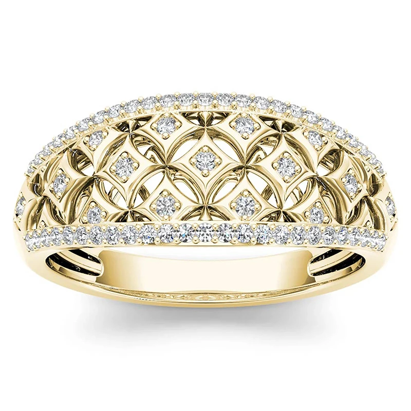 Huitan Delicate Graceful Rings with Sparkling Cubic Zirconia Trendy Opulent Engagement Jewelry for Women Chic Party Accessories