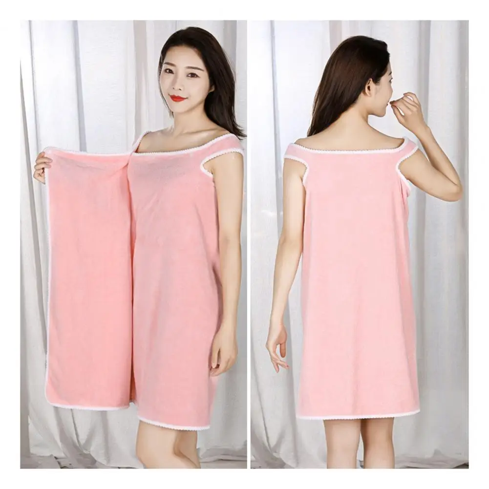 Bathroom Shower Towel Women Bath Towel Wrap with Button Closure Soft Quick-drying Spa Bathrobe Shower Towel for Home Bathroom