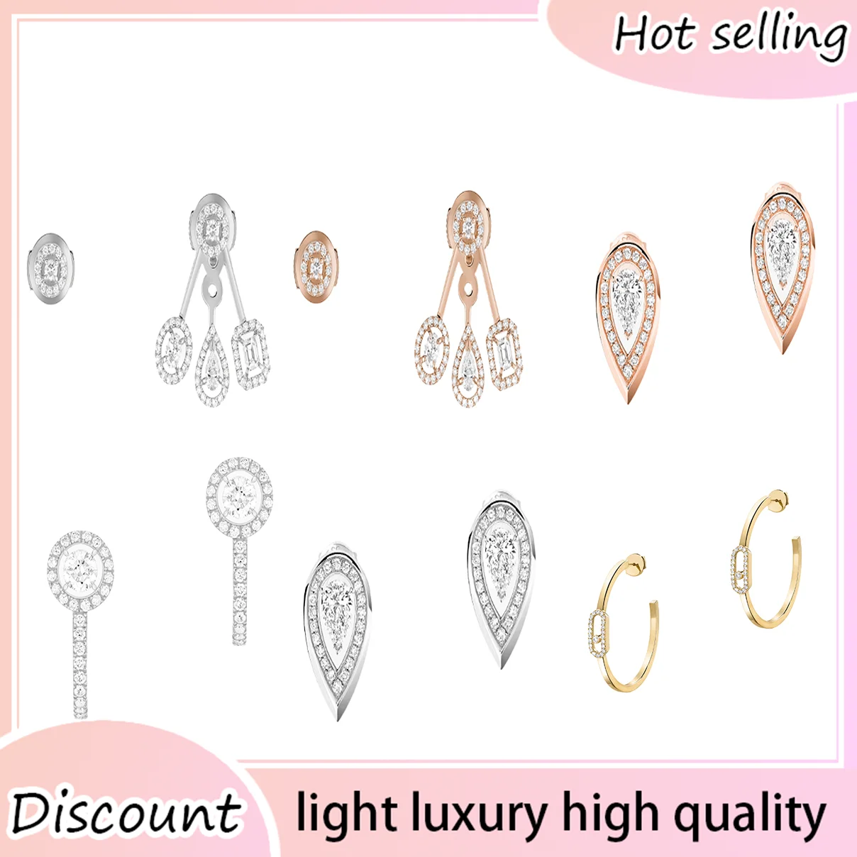 s925 sterling silver Messika earrings, multiple styles to choose from, popular fashion earrings, suitable for attending banquets