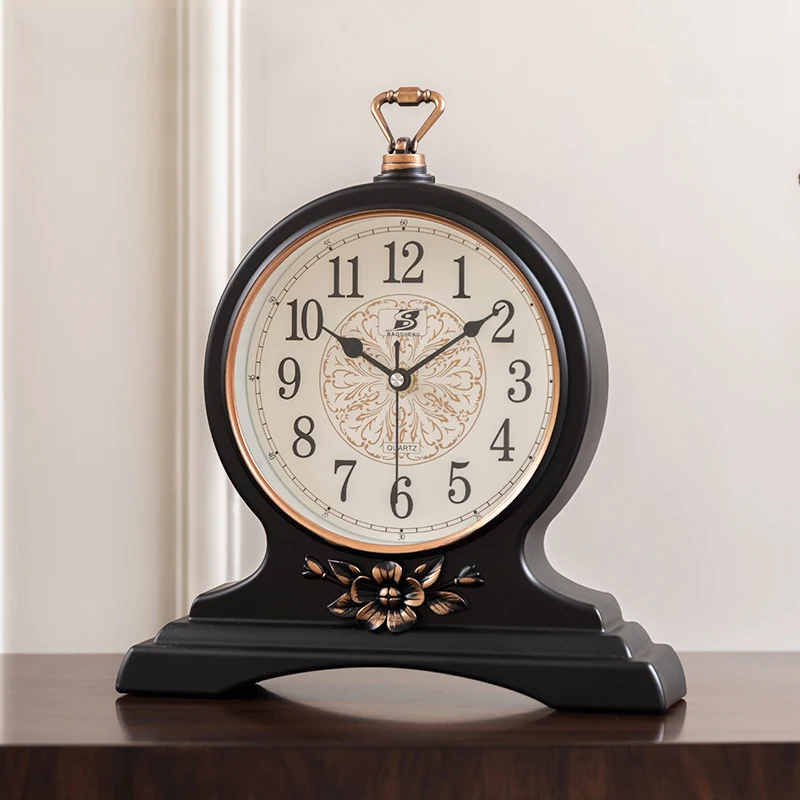 Picture 5: Non-Solid Wood Table Clock Silent Nordic Vintage Desk Clocks Digital Watches Large Retro Desktop Clock Bedroom Living Room Decor