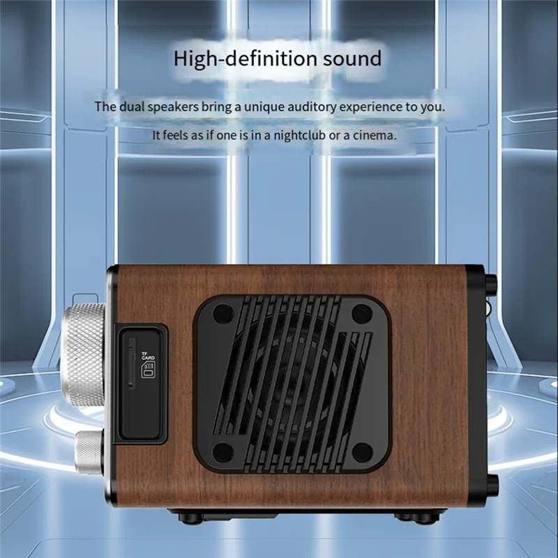 DIGIT-HRD-802 راديو كامل النطاق مع مكبرات صوت مزدوجة بلوتوث ذكي APP التحكم مكرر إشارة الخزانة الخشبية #6