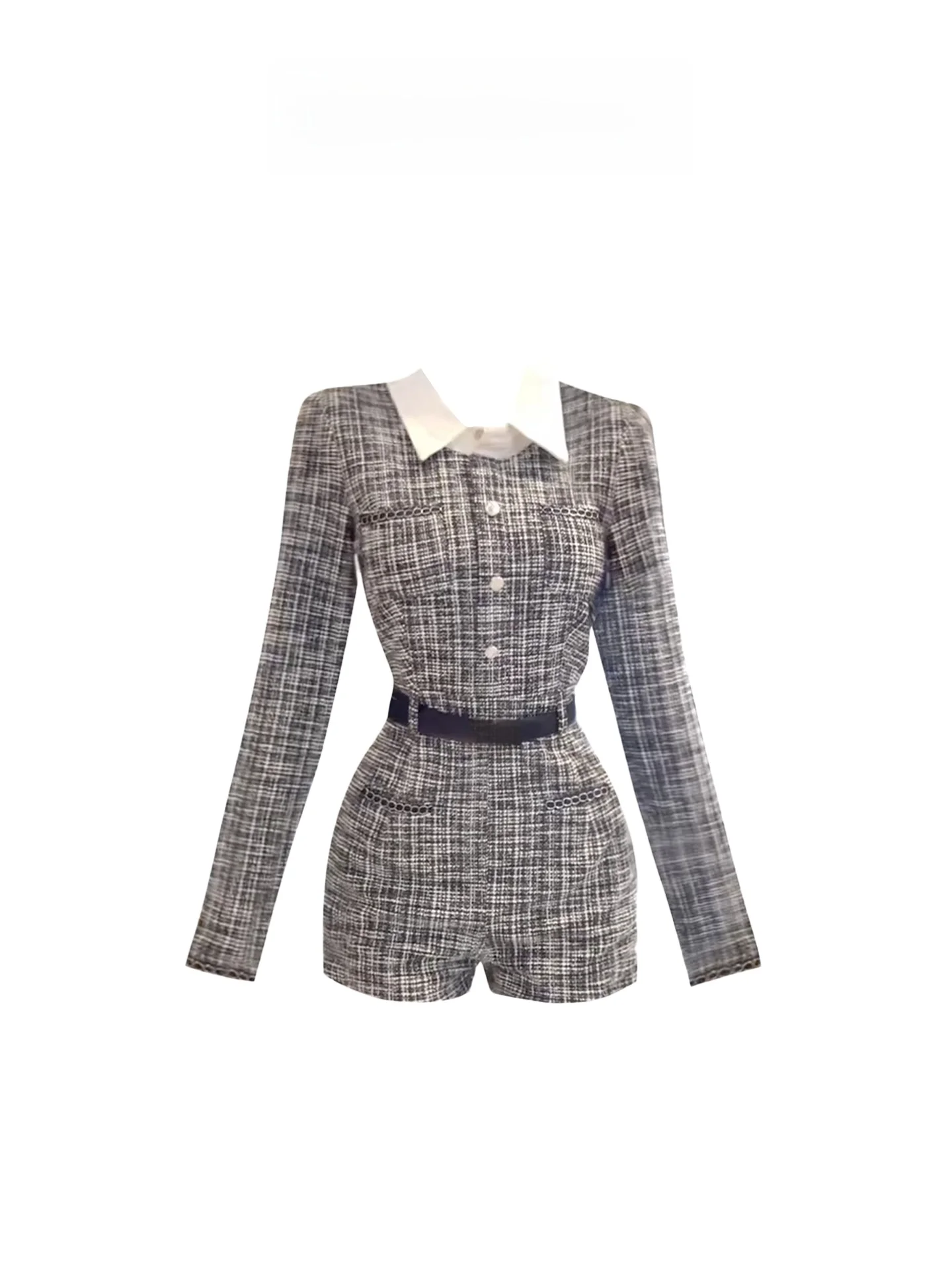 HEZA Luxury plus Size One-Piece Suit Autumn Winter Thickened Waist-Cinching Slimming Pantsuit Fake Two-Piece Suiting