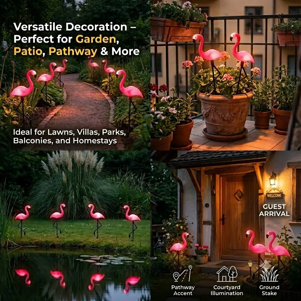 Solar Powered Flamingo Garden Lights Outdoor LED Lawn Pathway Decoration Light view 6
