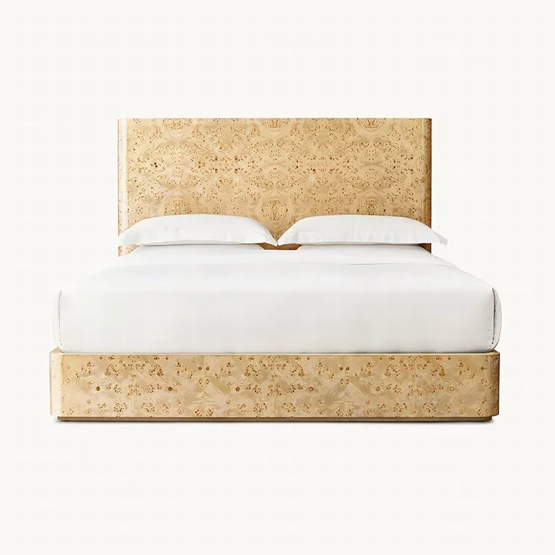 Inspired Simple Mansion Furniture BELMONT Solid Oak European Design King Bed Soft Bed Frame Premium Veneer Finish Custom Luxury