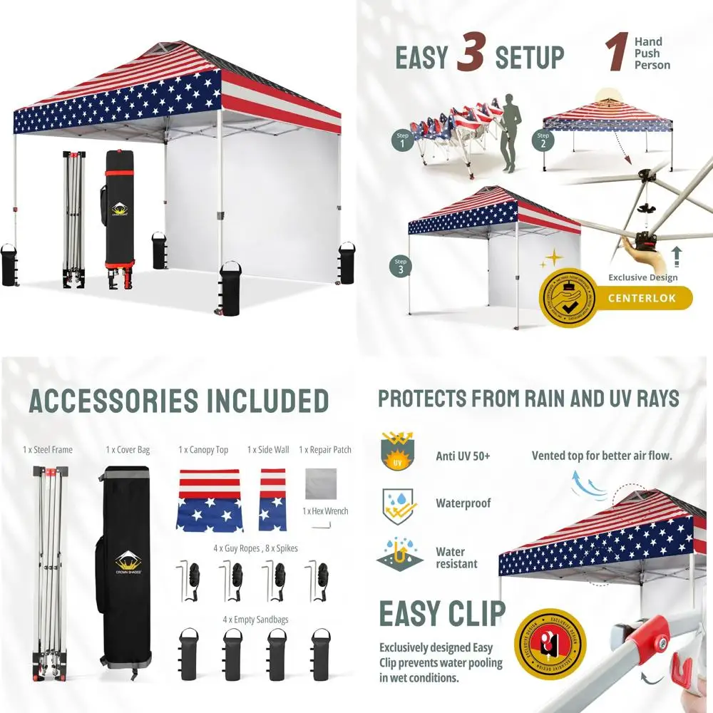 

Мгновенный всплывающий навес 10x10 с боковой стеной — простая установка пляжной палатки для мероприятий на открытом воздухе, вечеринок, кемпинга и защиты от солнца