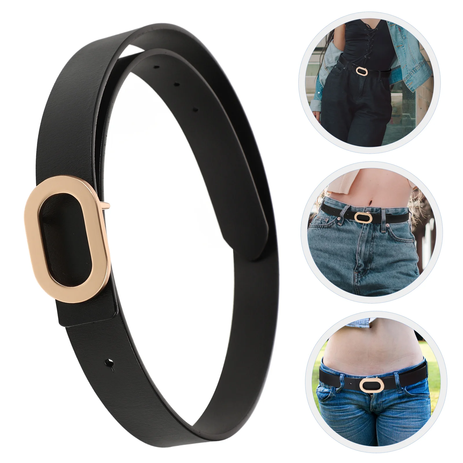 

Women's Round Buckle Belt Adjustable Belts for Brown Plus Size Fashion Accessories Ceinture Femme Cuir Tighten up