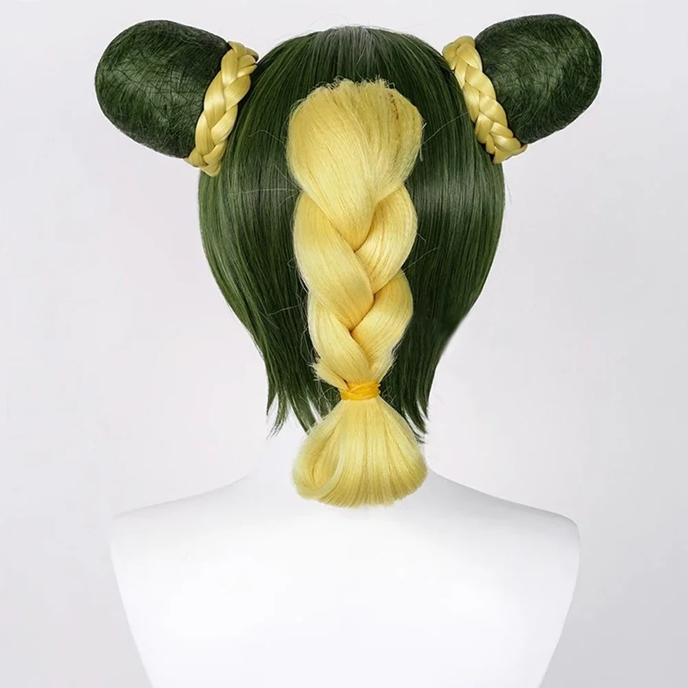 RANYU-Perruque Synthétique Courte et Lisse pour Femme, Ombre, Jaune, Vert, Anime, Cosplay, Buns, Tresses, Cheveux, Chaleur, Degré, ix