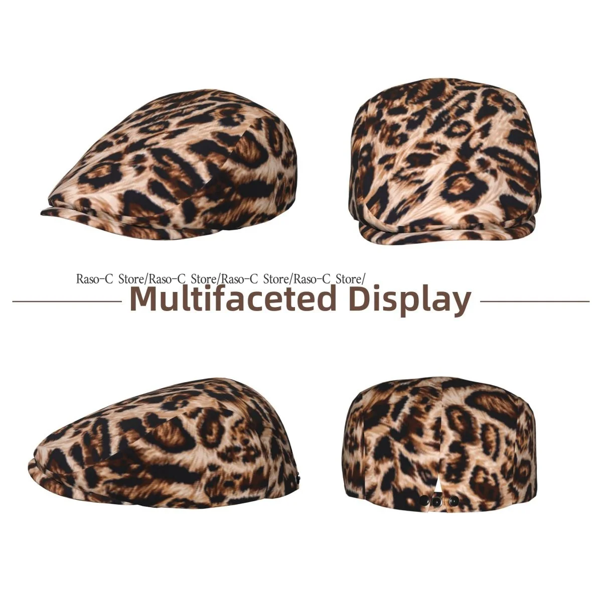 Adult Flat Cap Leopard Background Unisex British Style Newsboy Cap Ivy Peaked Hat Casual Outdoor Driving Beret Hat