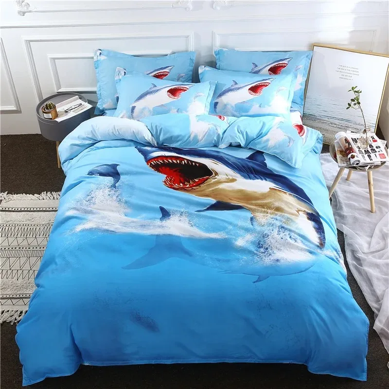 Great White Sharks Duvet Cover Set King Queen Full Single Size Bed Linen Set