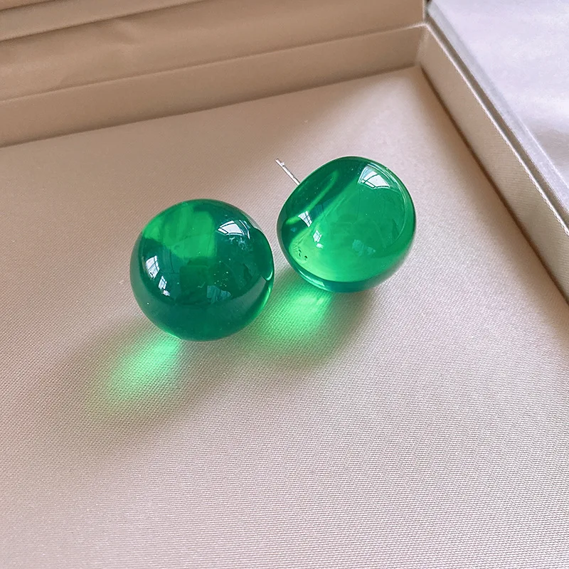 Women's Candy Color Smudge Round Stud Earrings, Versatile Gift