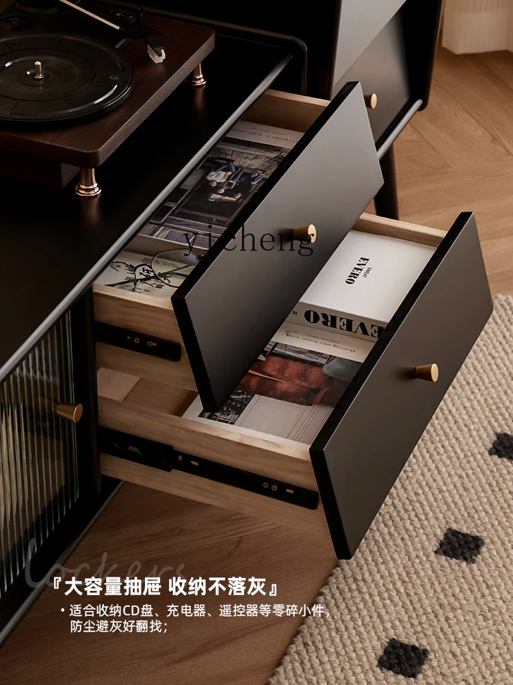 CZ solid wood living room TV cabinet coffee table combination simple modern small apartment floor decoration