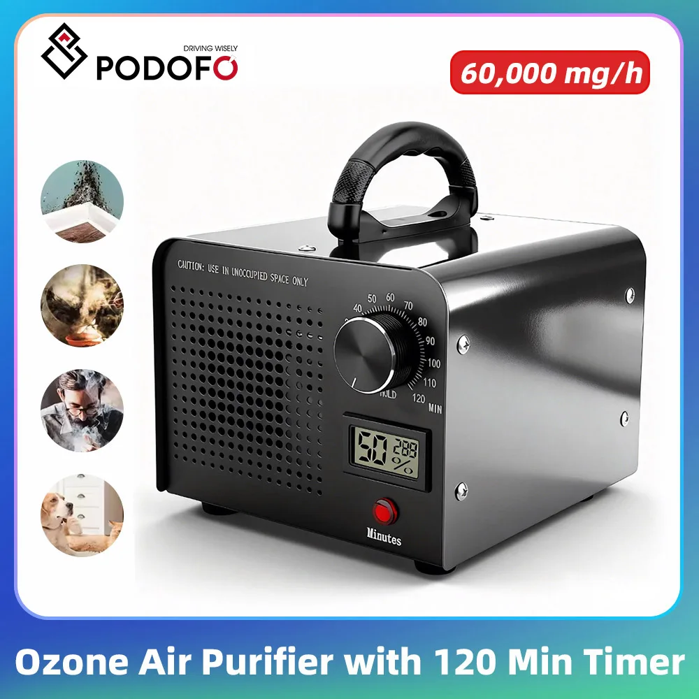 Generador de ozono para purificación de aire Podofo, máquina de ozono de 60000 mg/h, purificador de aire de ozono comercial/industrial de alta capacidad, enchufe europeo
