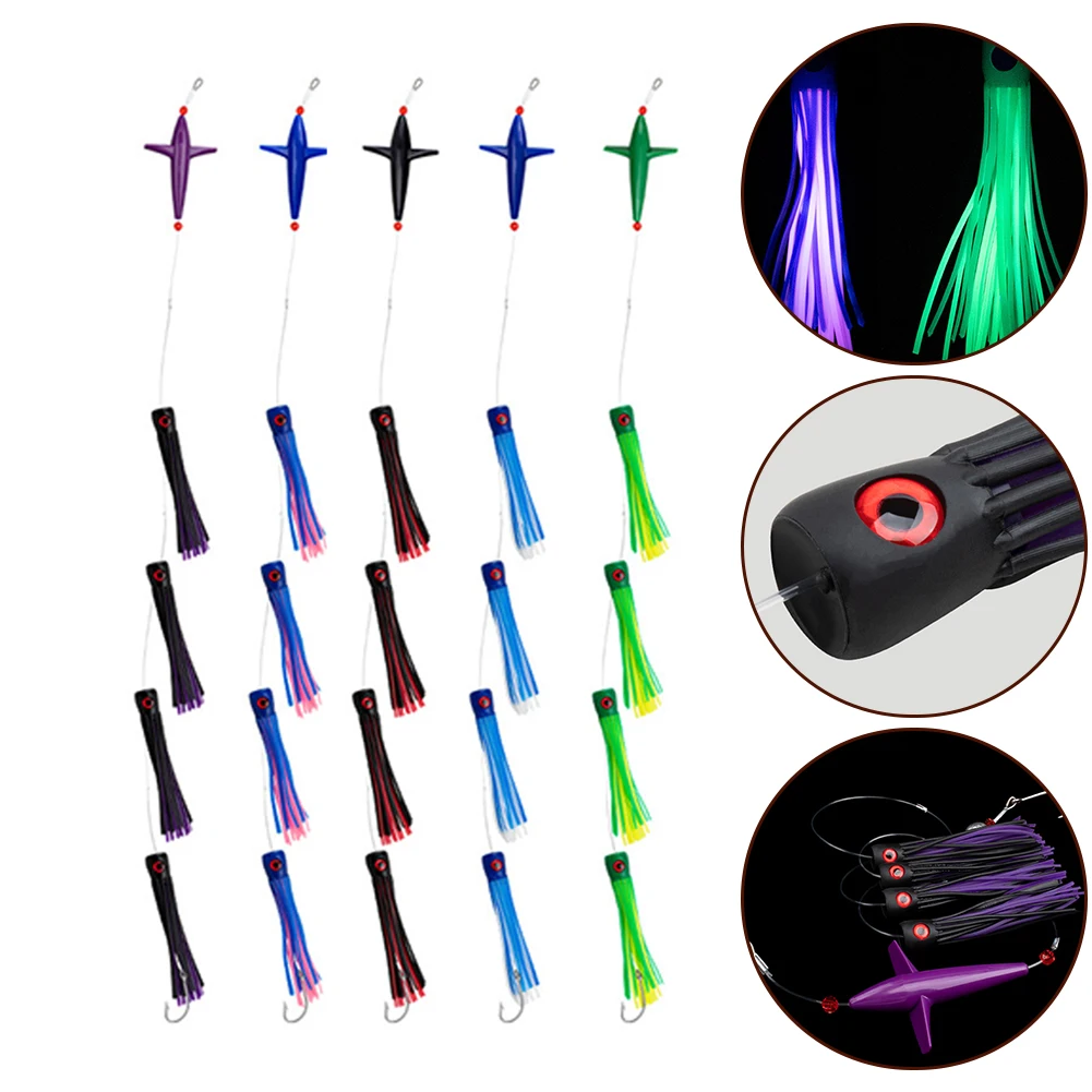 Feather Rig Bird Trolling Lures Fishing Rigged Trolling Lure Squid Tuna Daisy Chain Saltwater Trolling Artificial Bait Fishing