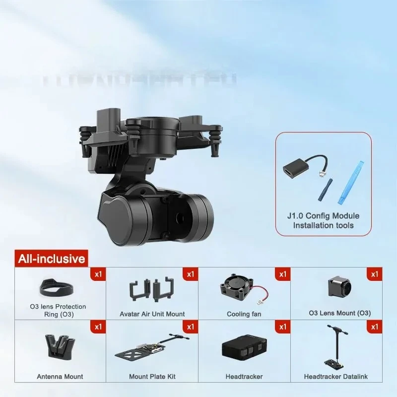C-20T 3-Axis FPV Gimbal PTZ + USB Debugging Module Kit for DJI O3 + Headtraker Wireless Module Kit for DJI O3 Avatar Moonlight