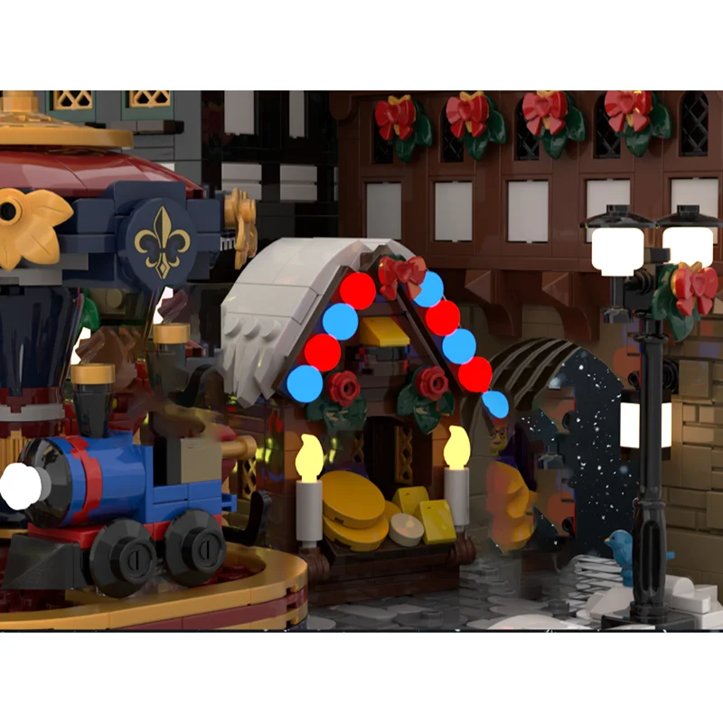 ตัวต่อโมเดลอาคารเมืองเก่าสไตล์เยอรมันสำหรับเทศกาลคริสต์มาส ของเล่นตัวต่อเทคโนโลยีแบบประกอบเอง ของขวัญสำหรับเทศกาลคริสต์มาส