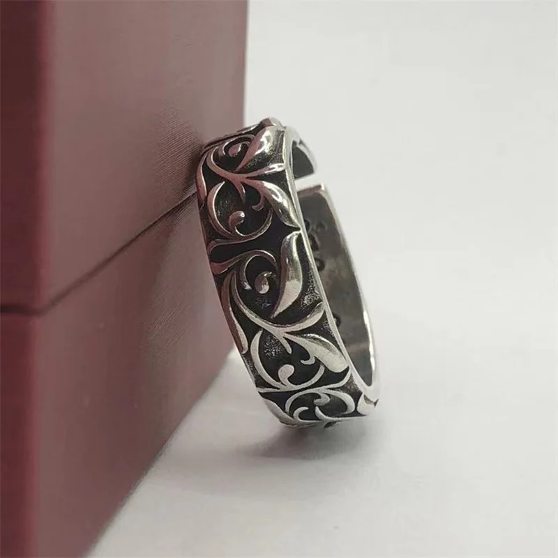Anillo de flores de ramas Retro para hombres, joyería de tamaño abierto, anillo clásico, accesorios de dedo índice para hombres, regalo para novio
