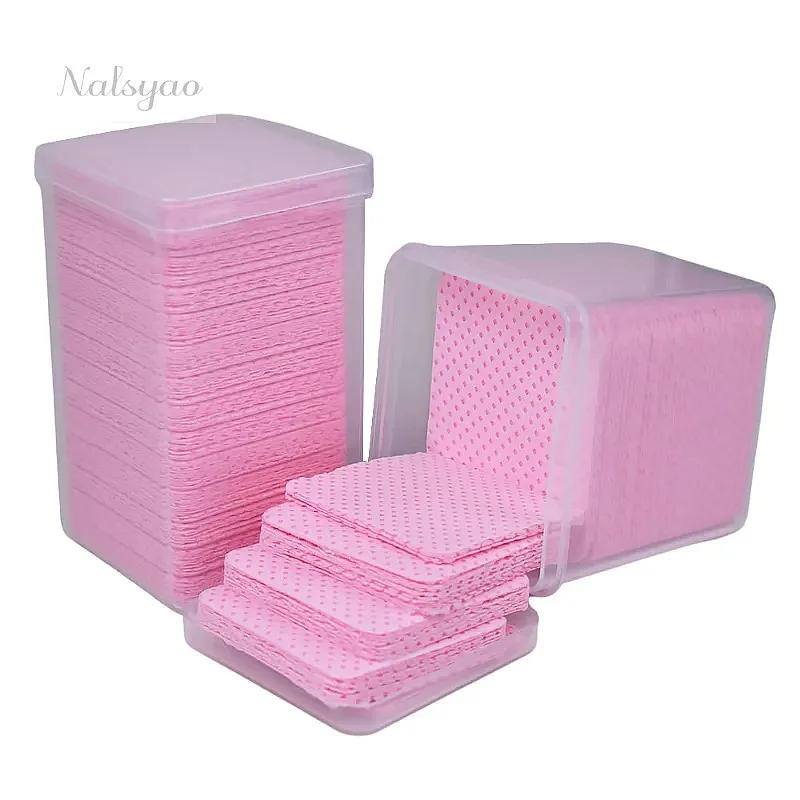 200PCS Disposable Remover Cotton Pad Wipes Nail Polish Eyelashes Glue Cleaner Lint-Free Paper Pad Manicure Supplies