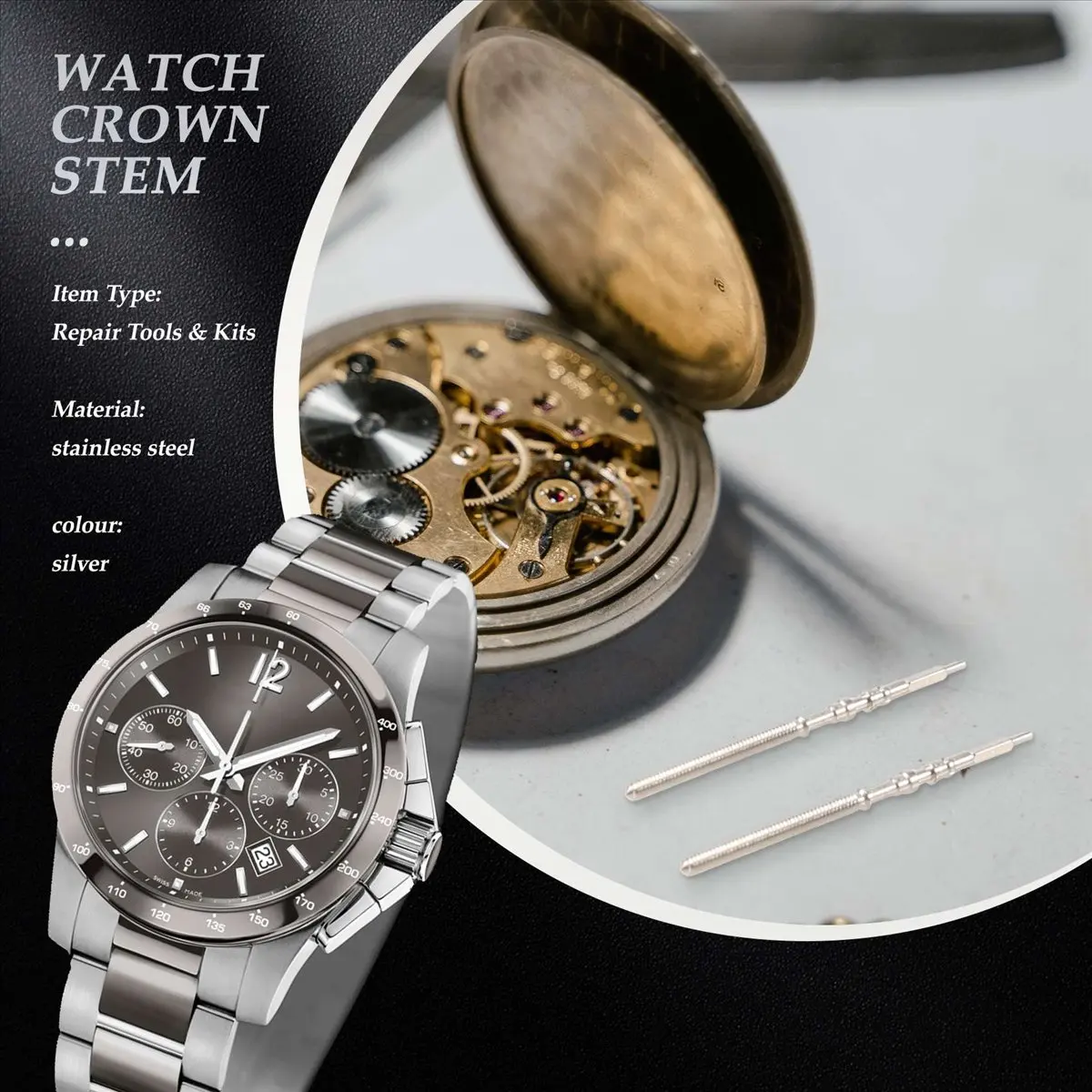 A57X NEW 5Pcs Movement Watch Steel Stem Crown Kit Watch of Parts NH35 NH36 NH38 NH39 Movement Watch Stem Spare Parts