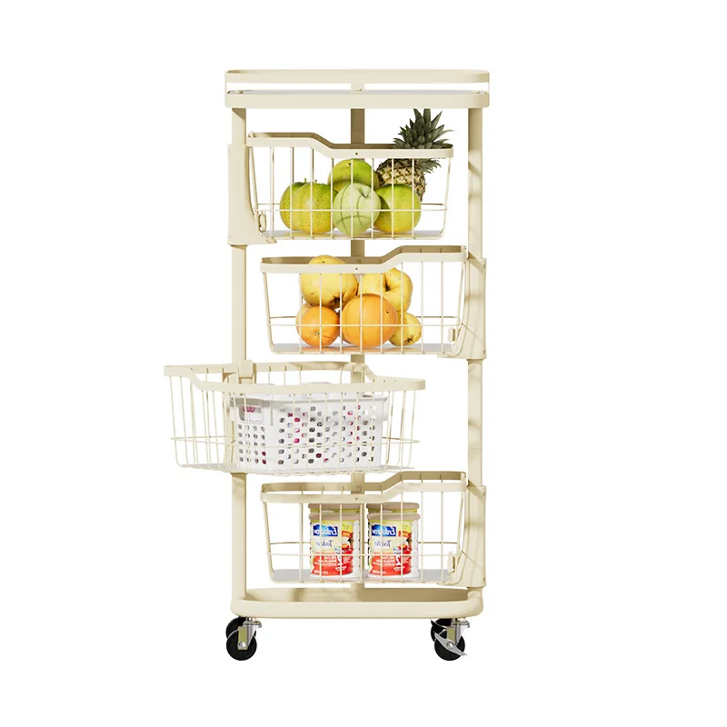 Multi-layer kitchen, living room, home cart, rotating storage basket, multi-functional fruit and vegetable sundries rack