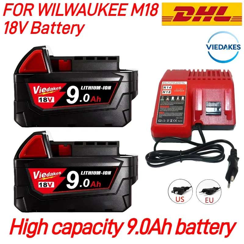 مزدوج قوةك، أقصى قدر من التوفير. 2-حزمة بطاريات 6.0Ah متوافقة مع بطارية ميلووكي 18 فولت. مجموعة القيمة المطلية.