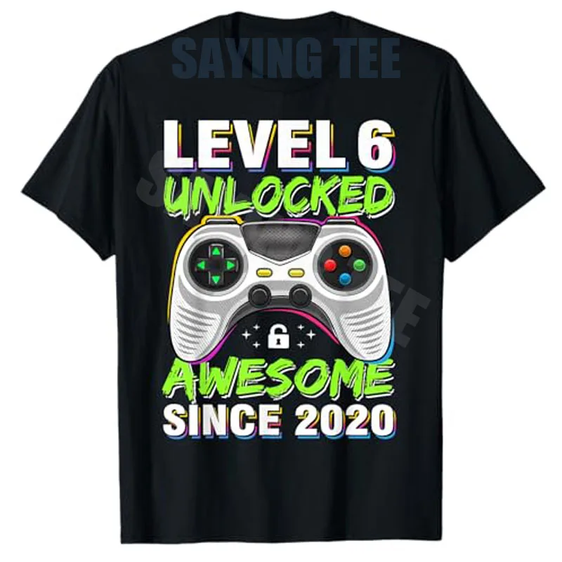 Level 6 Entsperrt: Fantastisch seit 2020 – Gaming-T-Shirt zum 6. Geburtstag, Y2K-Mode für Jungen, 6 Jahre alt, Video-Gamer-Spruch-T-Shirt, Neuheitengeschenk – Detail 5