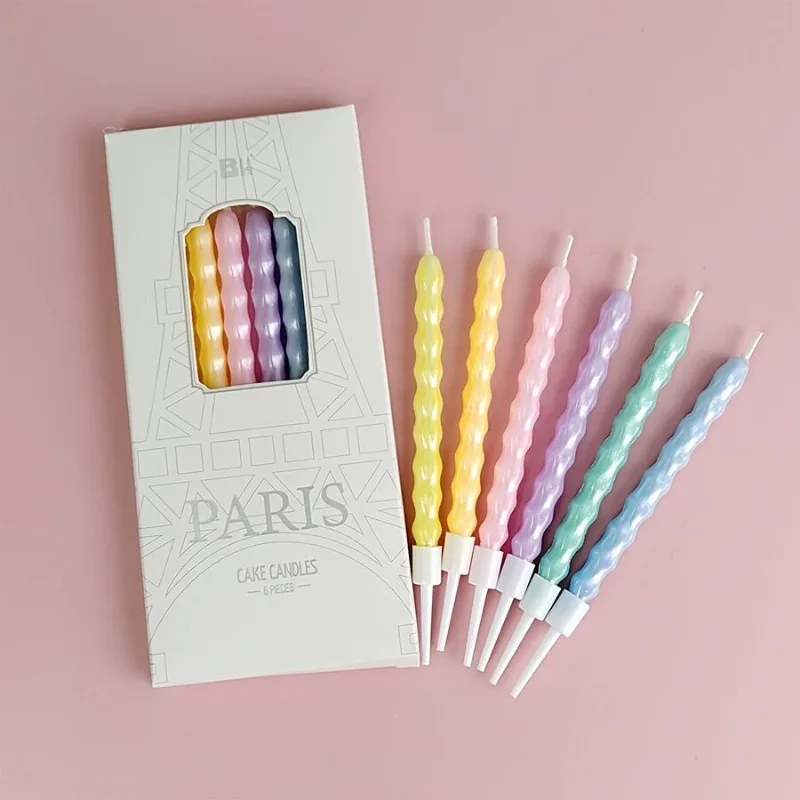 1 Pack Pencil Shaped Birthday Candles Threaded Twisted Candles Cake Toppers for Party Decor Cute Dessert Decor Candles