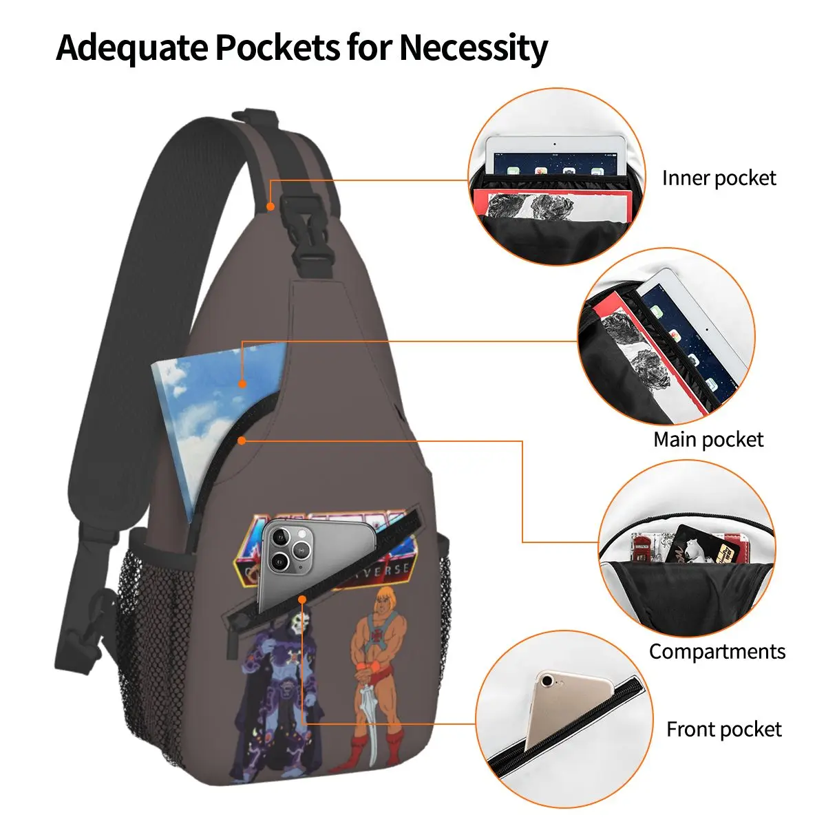 He-Man And The Masters Of The Universe Chest Bag Men Sling Crossbody Backpack Chest Bag Travel Hiking Daypack Shoulder Bag